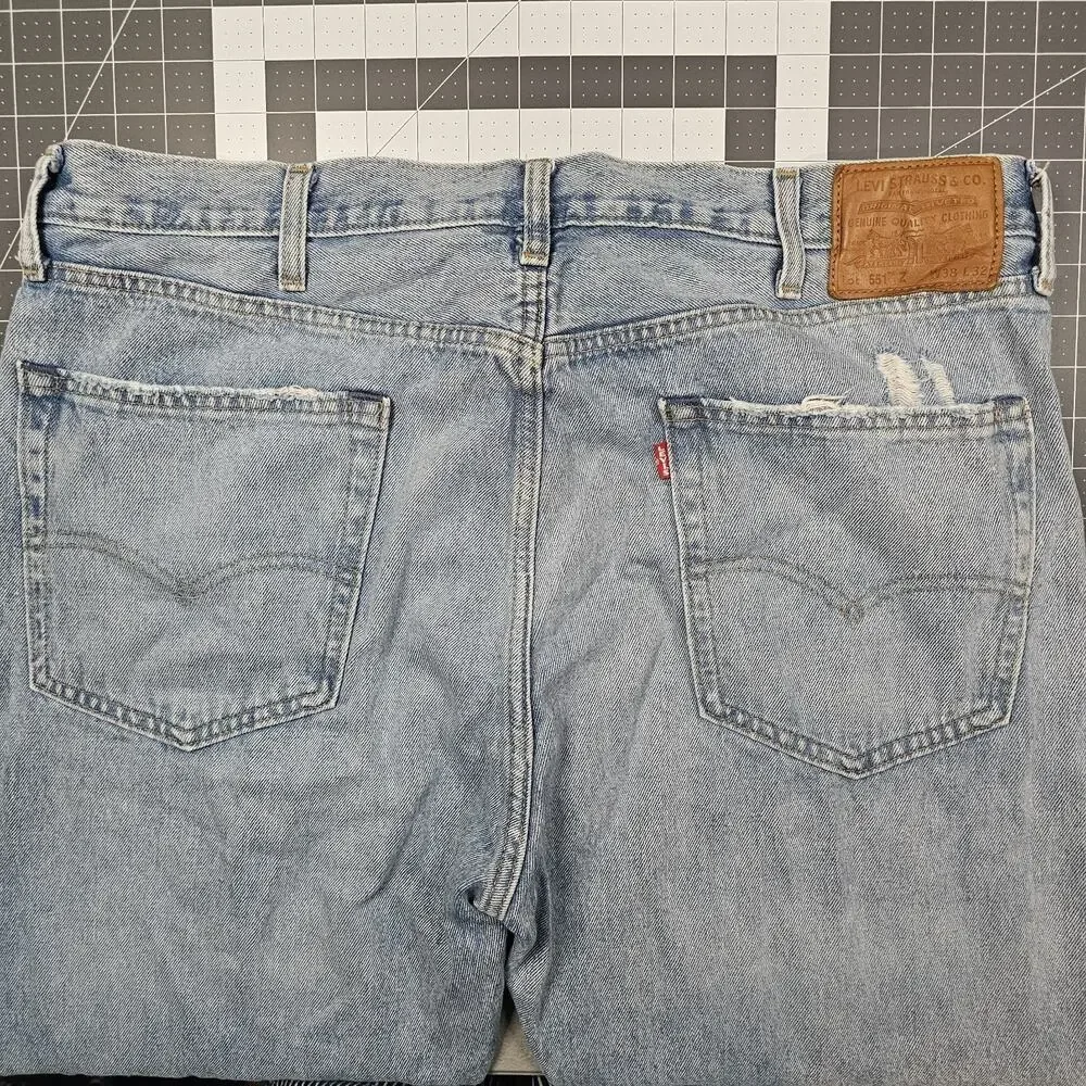 Levis Premium 551Z Jeans 38x32 Blue Hemp 90s Loose Baggy Straight Y2K Streetwear